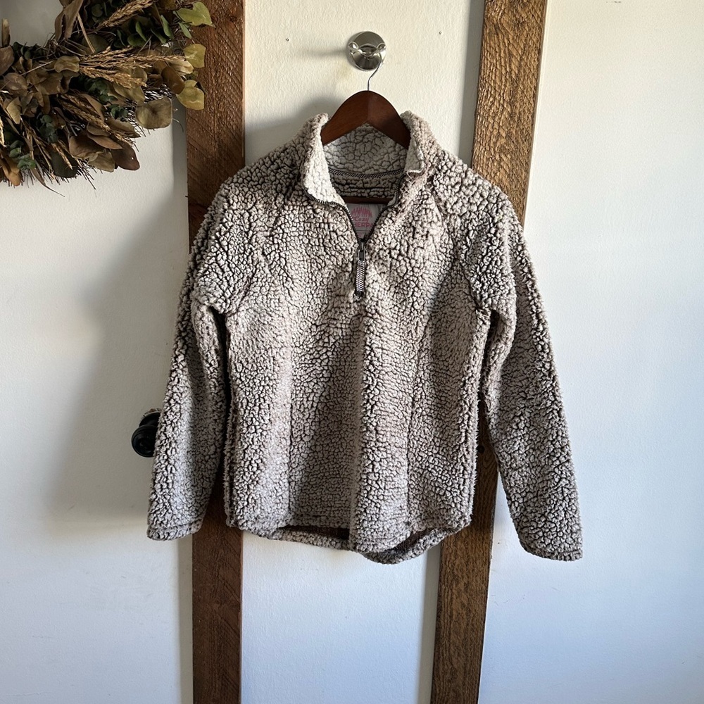 Cozy Sherpa Brown Long Sleeve Pullover 1/4 Zip Women's Small Size Cozy Warm
